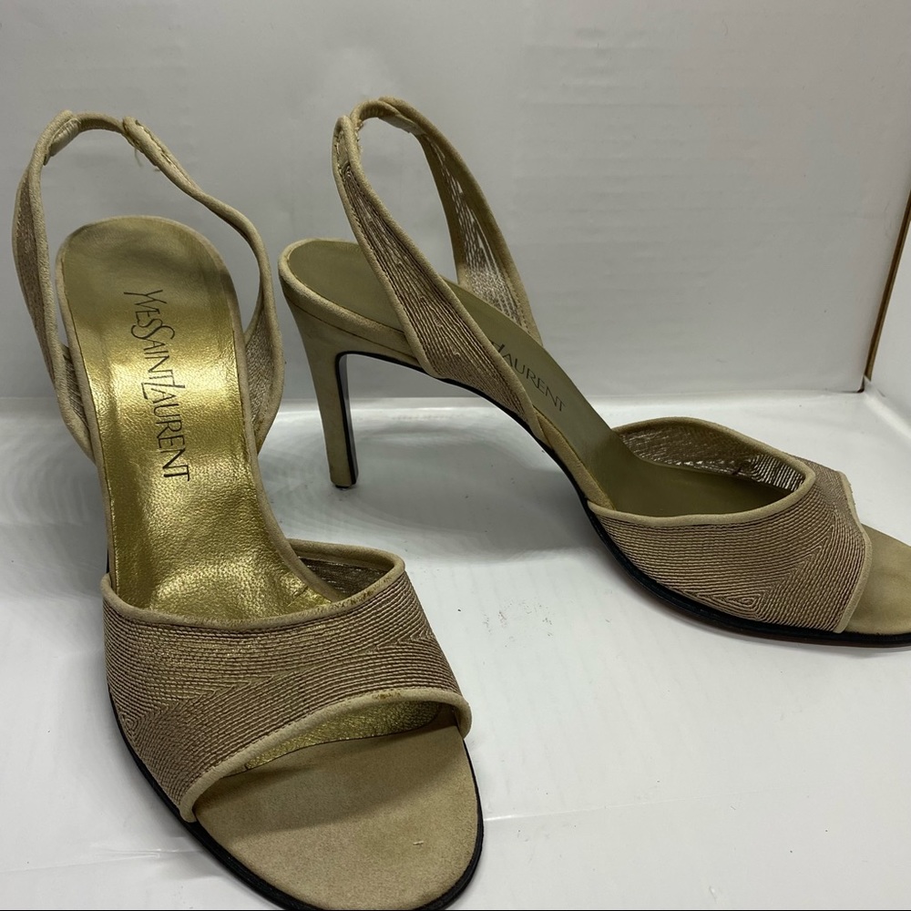 Yves Saint Laurent mesh gold heels 8.5 slingback - Picture 2 of 13
